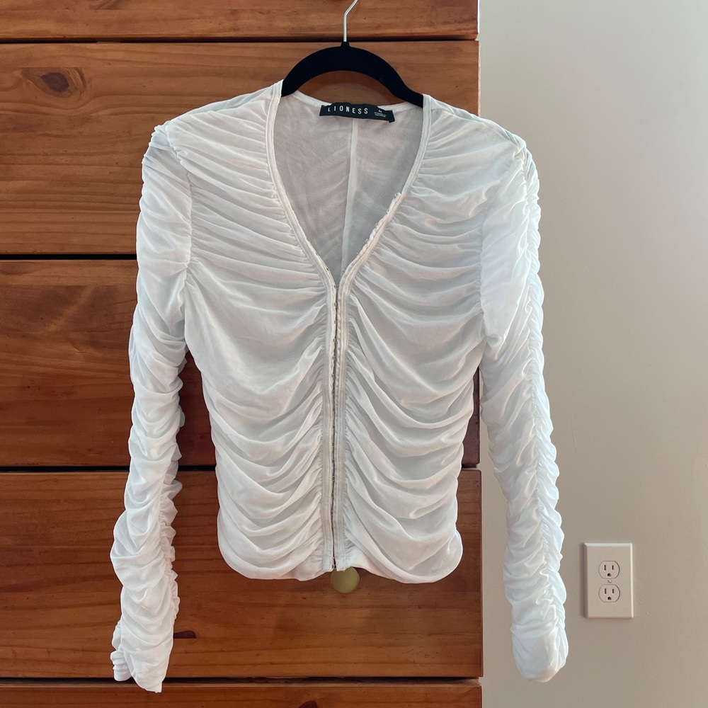 Lioness White Mesh Longsleeve Tee